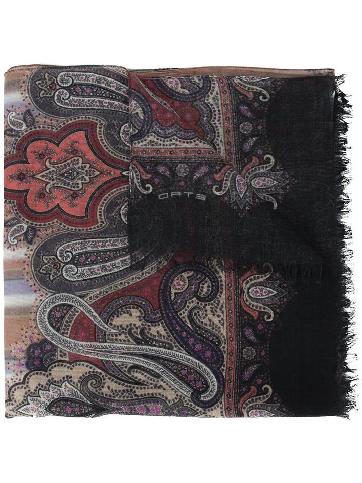Etro Printed Scarf, Women's, Black, Silk/cashmere
