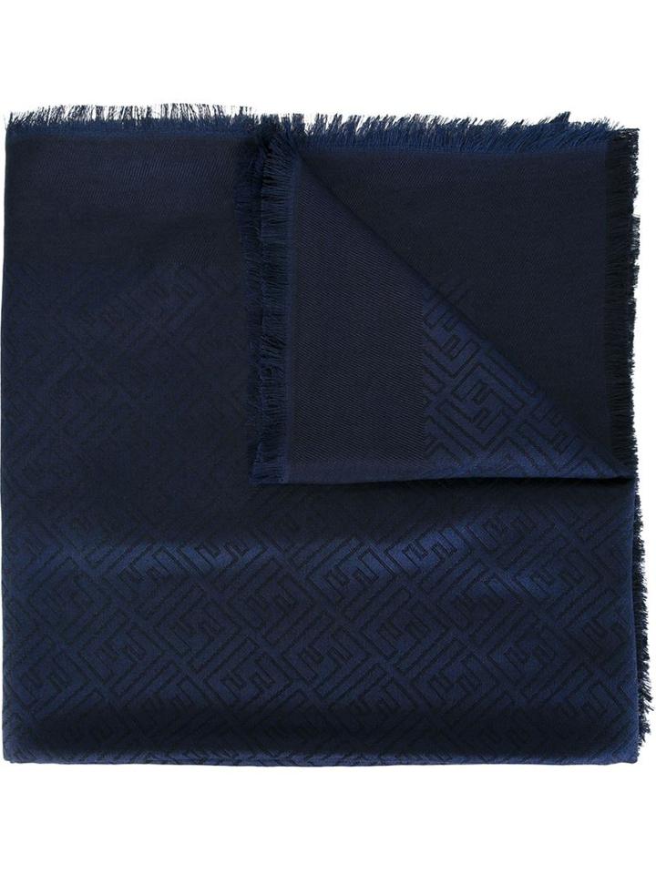 Fendi - Jacquard Logo Scarf - Women - Silk/wool - One Size, Blue, Silk/wool