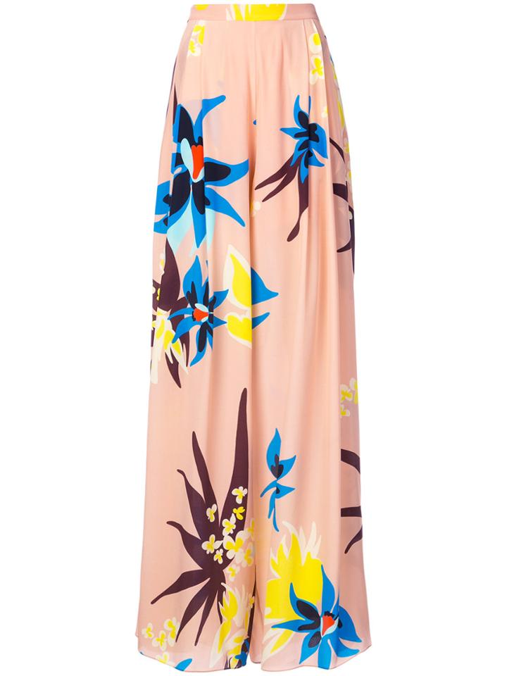 Delpozo Floral Print Palazzo Trousers - Pink & Purple