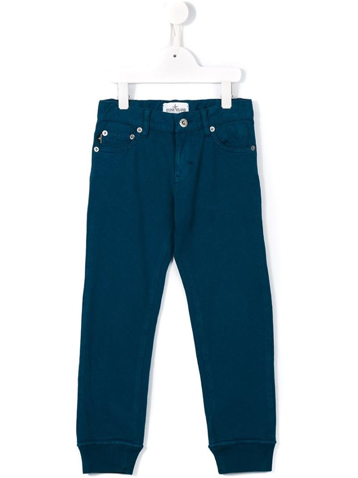 Stone Island Kids Gathered Ankle Trousers, Boy's, Size: 6 Yrs, Blue