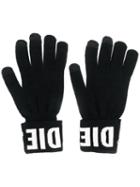 Diesel Logo Gloves - Black