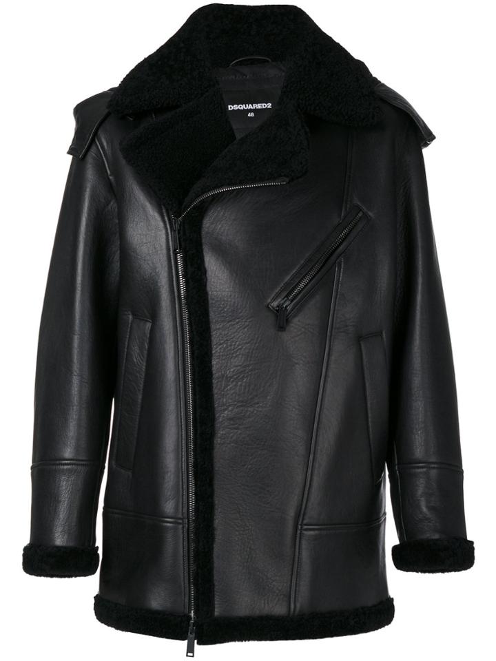 Dsquared2 Oversized Shearling Jacket - Black