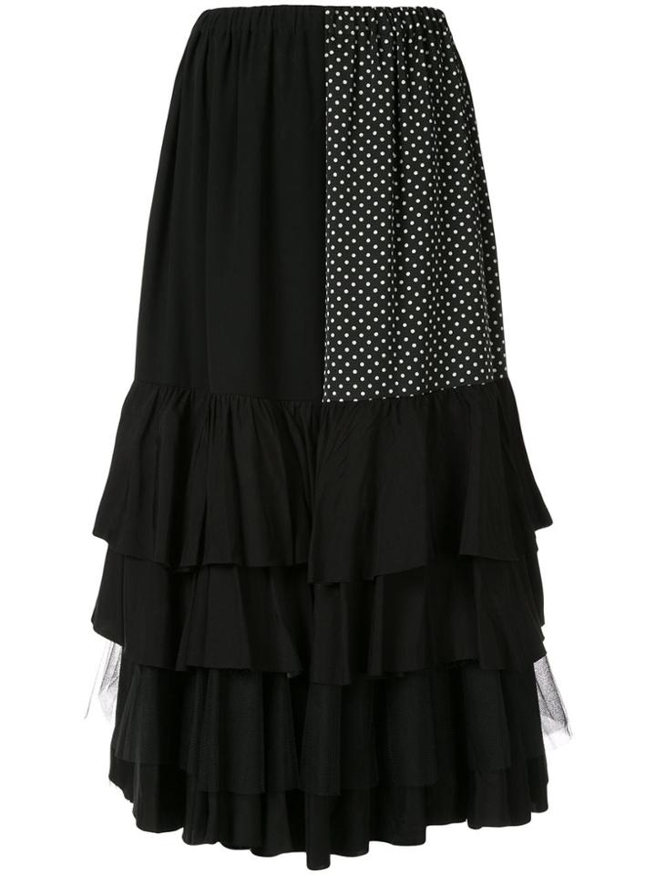 Junya Watanabe Ruffled Hem Midi Skirt - Black