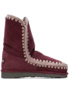 Mou Whipstitched Ankle Boots - Red