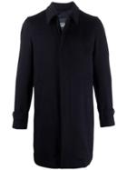 Herno Cashmere Single-breasted Coat - Blue