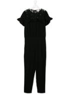 Monnalisa Lace Panel Jumpsuit - Black