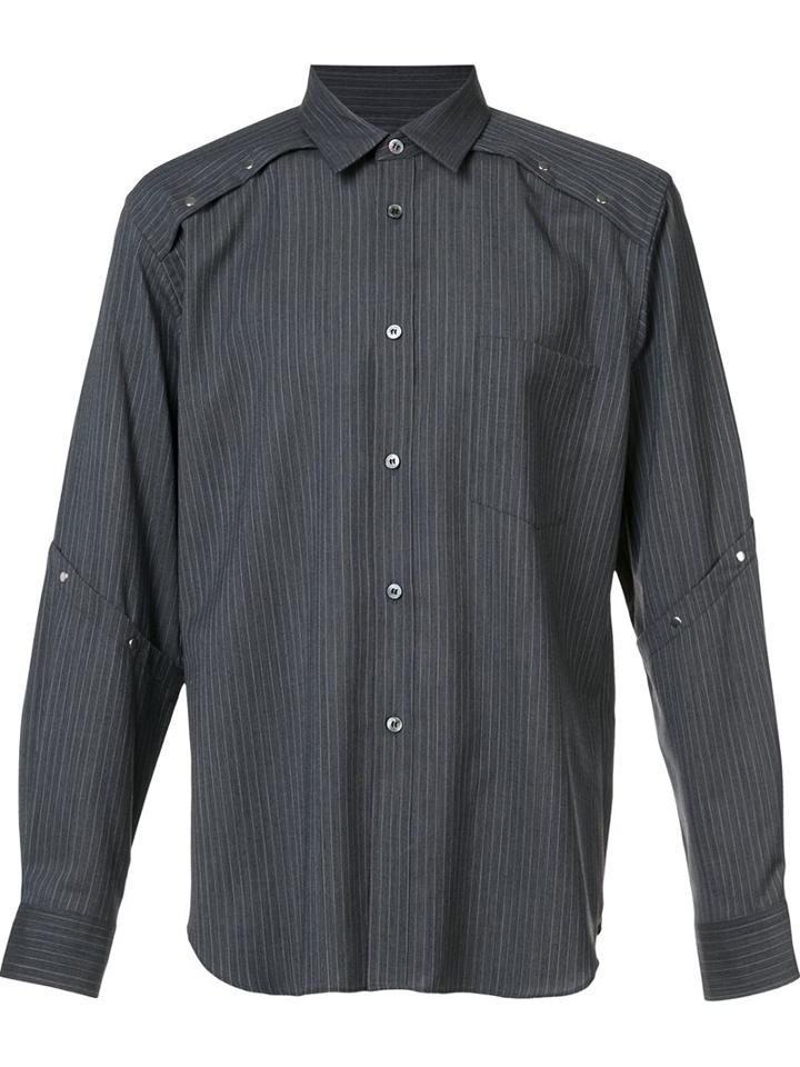 Comme Des Garçons Homme Plus Striped Shirt, Men's, Size: Xs, Grey, Polyester/wool
