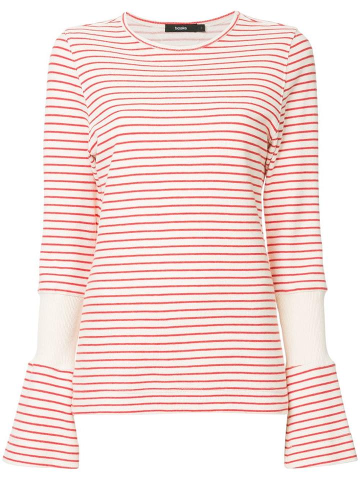 Bassike Flared Sleeve Striped Jumper - White