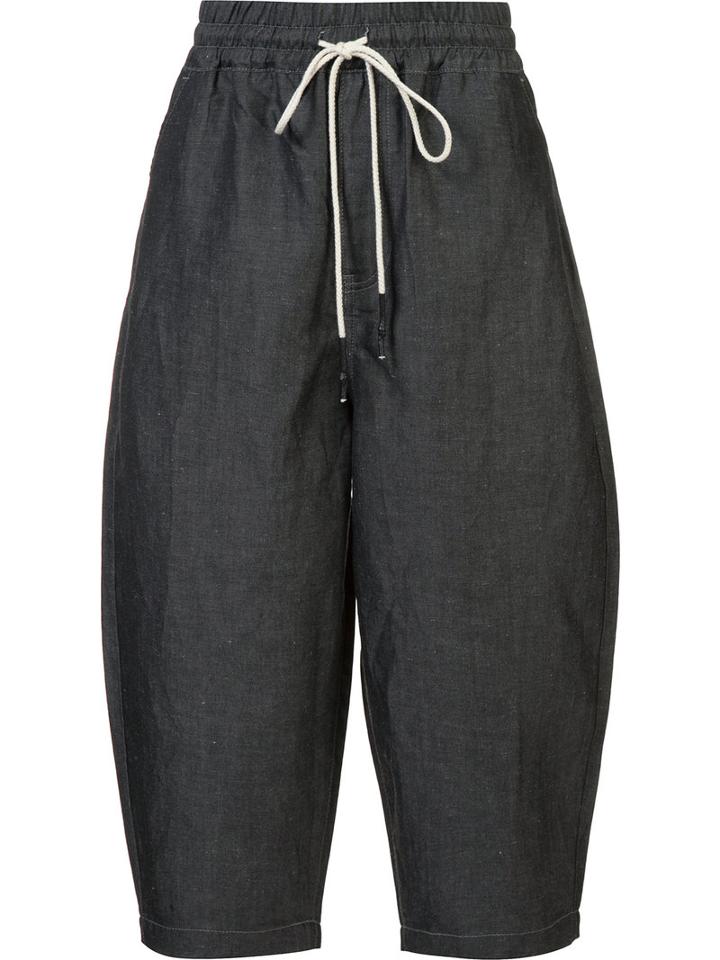 Mostly Heard Rarely Seen Loose Cropped Pants, Men's, Size: Medium, Grey, Linen/flax/rayon/tencel