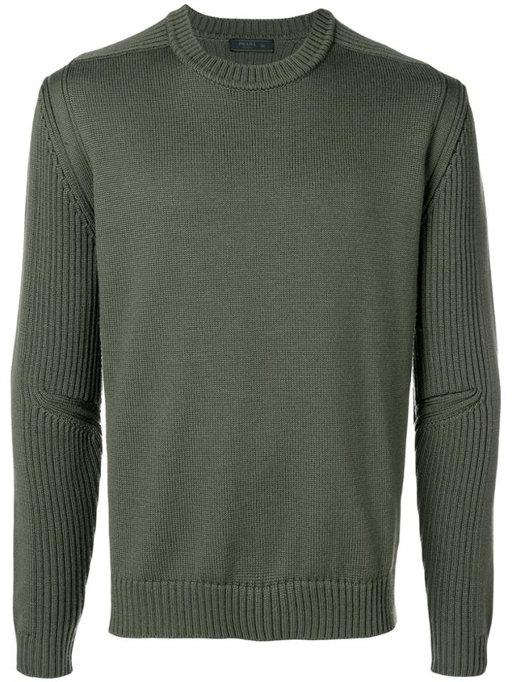 Prada Ribbed Design Jumper - Green