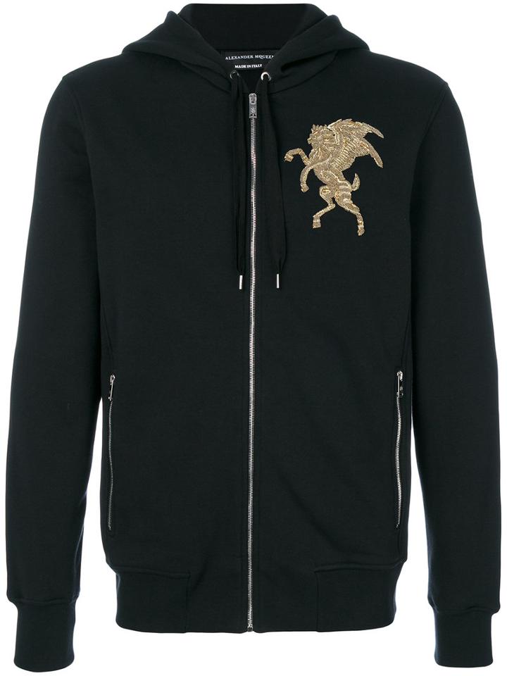Alexander Mcqueen - Embroidered Hooded Sweatshirt - Men - Cotton/copper - Xl, Black, Cotton/copper