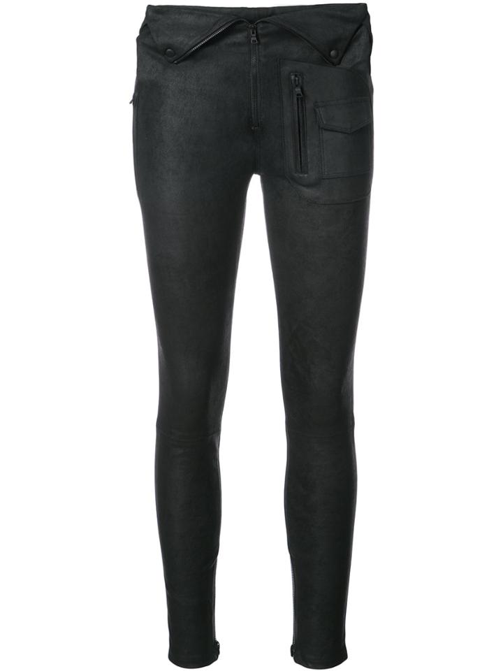 Rta Diavolina Folded Waist Skinny Trousers - Black