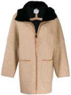 Agnona Hooded Zipped Coat - Neutrals