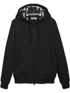 Burberry Check Detail Zipped Hoodie - Black