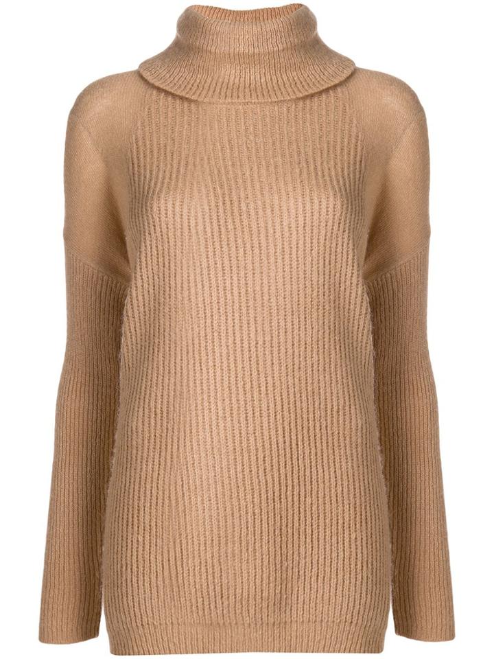 Twin-set Long Roll Neck Jumper - Nude & Neutrals