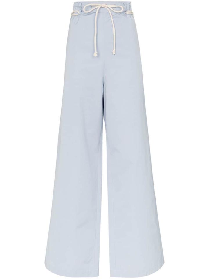 Ambush Drawstring Fastening Wide Leg Cotton Trousers - Blue