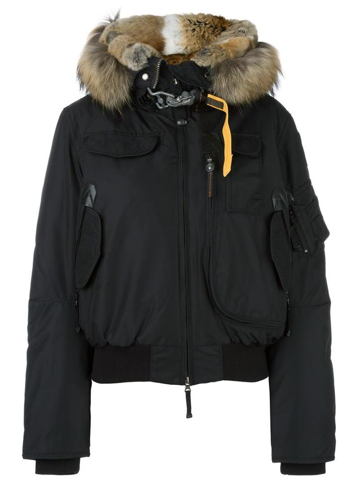 Parajumpers Hooded Zipped Jacket, Women's, Size: Medium, Black, Polyamide/polyester/feather Down/rabbit Fur