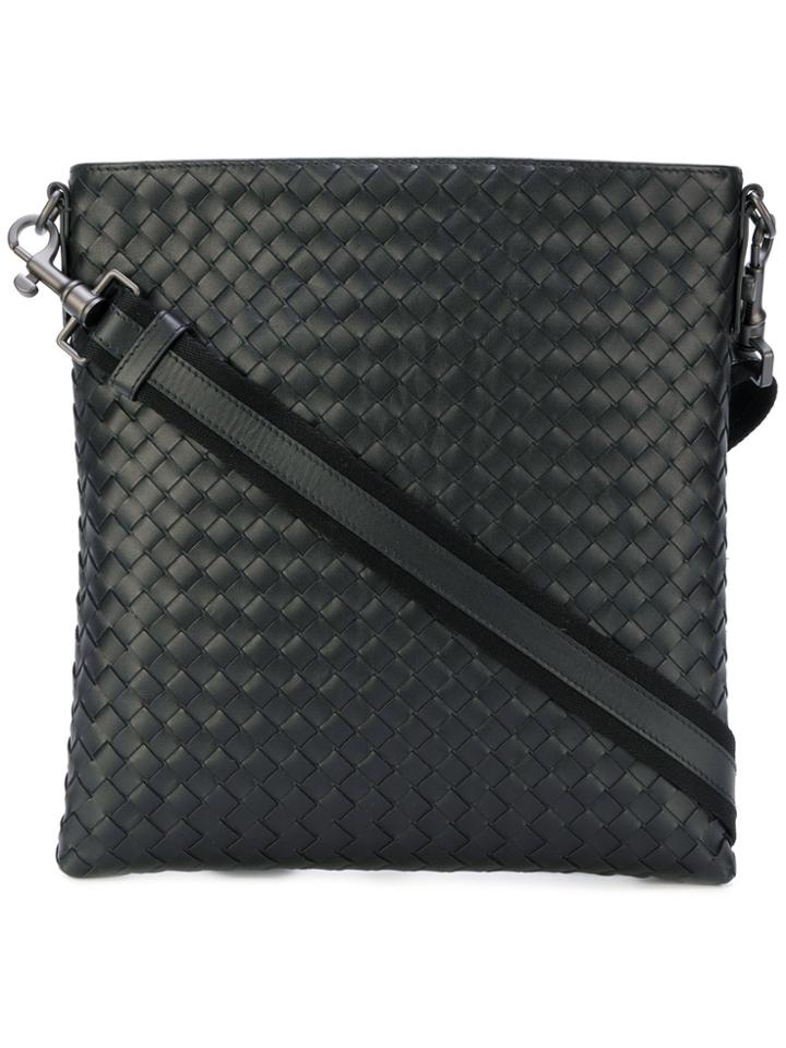 Bottega Veneta Nero Intrecciato Small Messenger Bag - Black