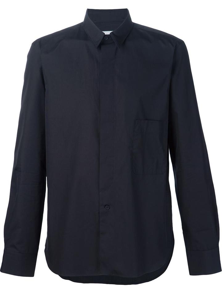 Lemaire Detachable Collar Shirt, Men's, Size: 48, Black, Cotton