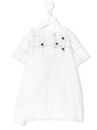 Tree House - Grid Print Asymmetric Smock Dress - Kids - Cotton - 3 Mth, White