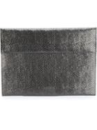 Mm6 Maison Margiela Snakeskin Effect Metallic Clutch, Women's, Grey, Viscose/polyester/polyurethane