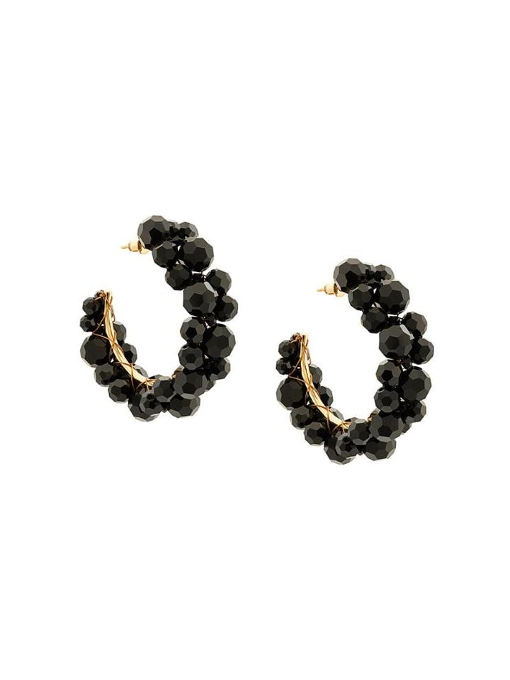 Simone Rocha Beaded Hoop Earrings - Black