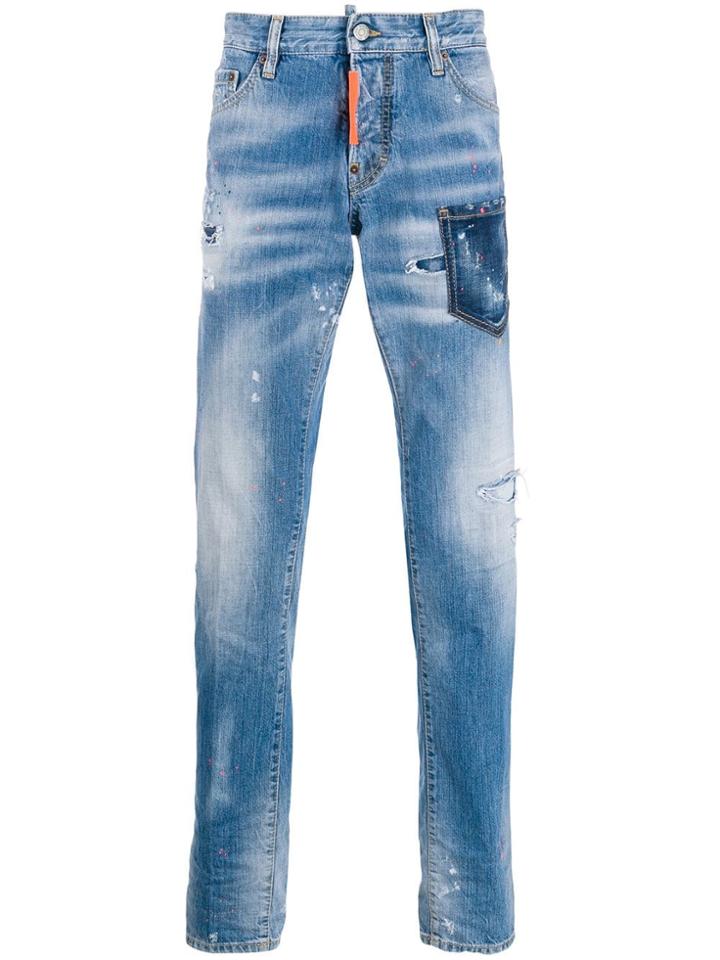 Dsquared2 Distressed Low-rise Jeans - Blue