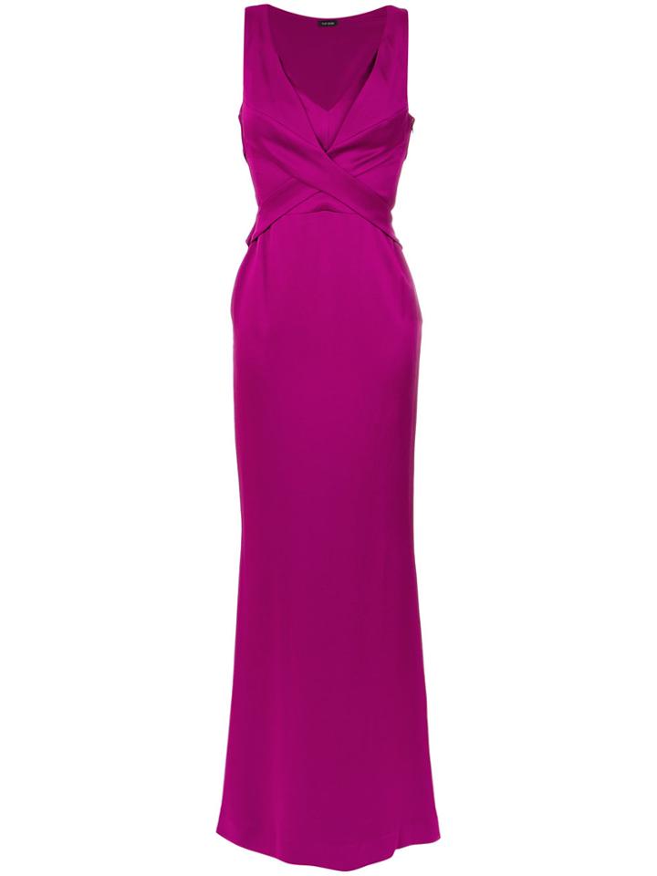 Tufi Duek Wrap Front Gown - Pink & Purple