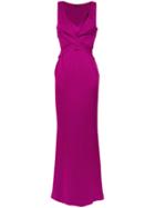 Tufi Duek Wrap Front Gown - Pink & Purple