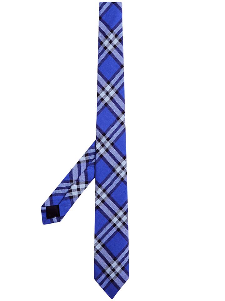 Burberry Slim Cut Check Cotton Tie - Blue