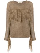 Mes Demoiselles Fringed Jumper - Brown