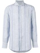 Brunello Cucinelli - Striped Long Sleeve Shirt - Men - Silk/linen/flax - Xxl, Blue, Silk/linen/flax
