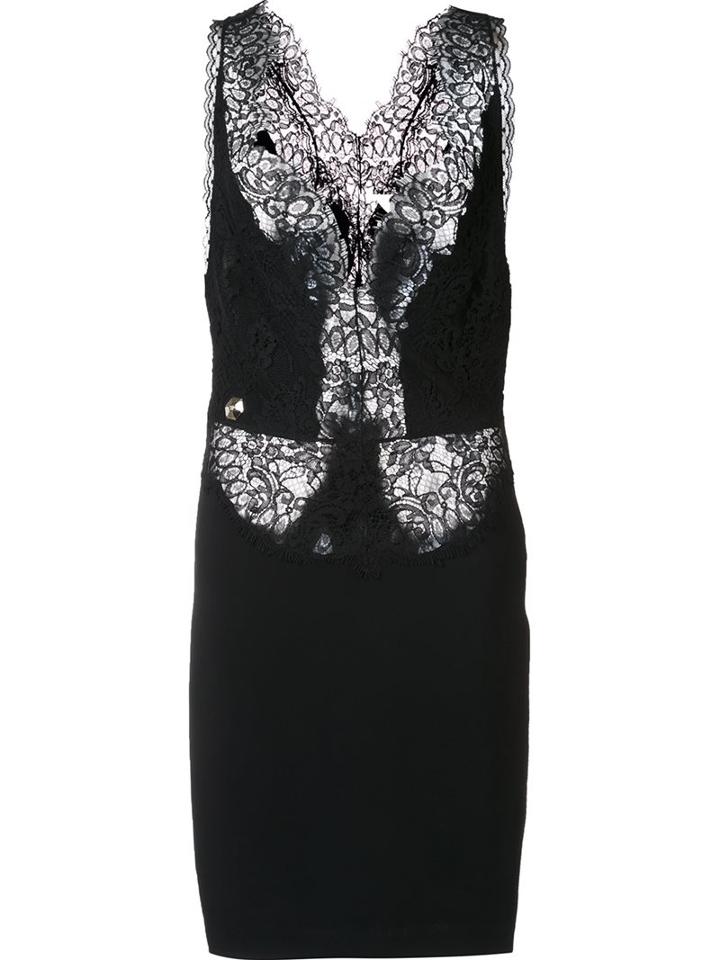 Philipp Plein Lace Panel Dress, Women's, Size: Small, Black, Cotton/spandex/elastane/viscose