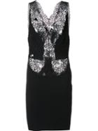 Philipp Plein Lace Panel Dress, Women's, Size: Small, Black, Cotton/spandex/elastane/viscose