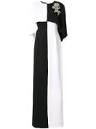 Andrew Gn Crystal Embellished Caped Gown - White
