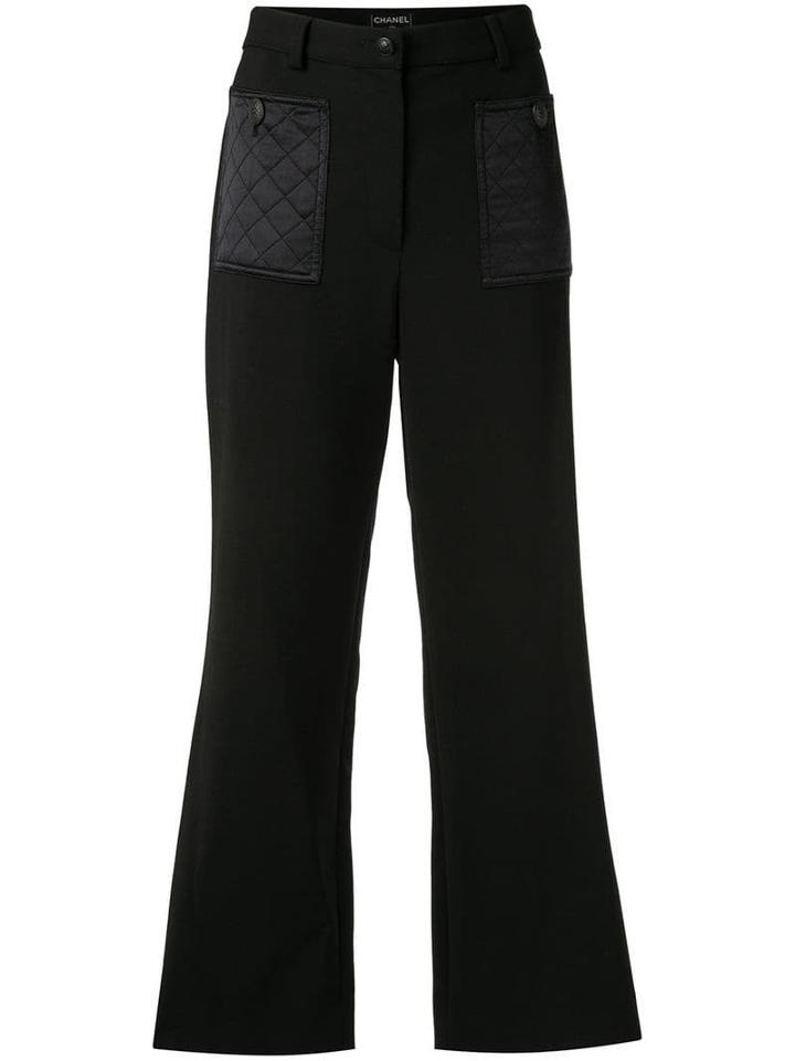 Chanel Pre-owned Cropped Straight-leg Trousers - Black