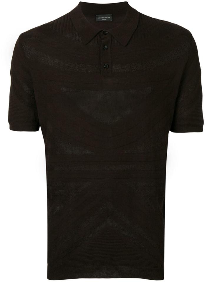 Roberto Collina Textured Polo Shirt - Brown