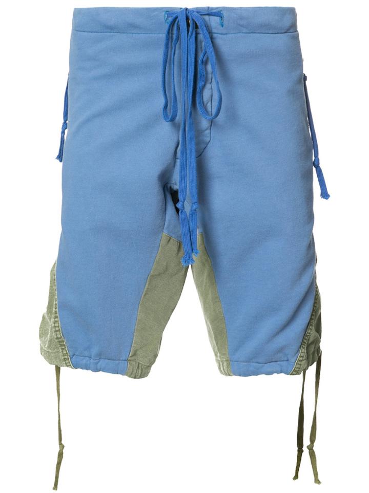 Greg Lauren Panelled Shorts - Blue