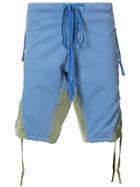 Greg Lauren Panelled Shorts - Blue