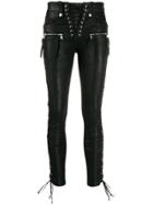 Unravel Project Laced Leather Trousers - Black