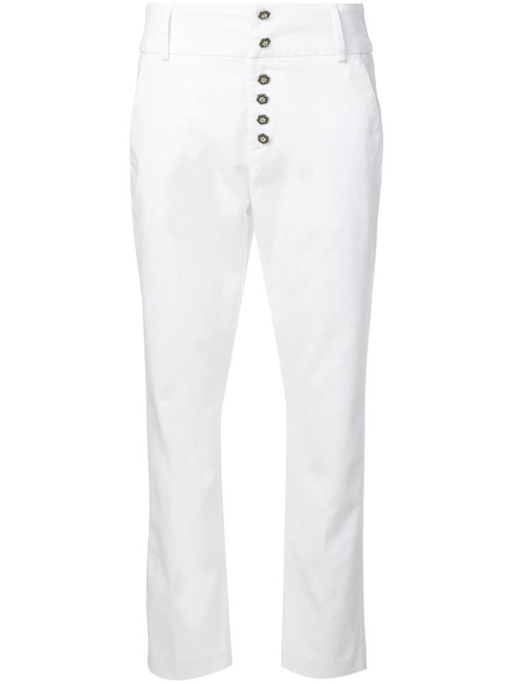 Dondup High Waist Flower Button Trousers - White