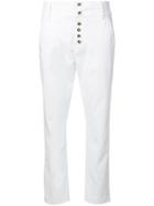 Dondup High Waist Flower Button Trousers - White