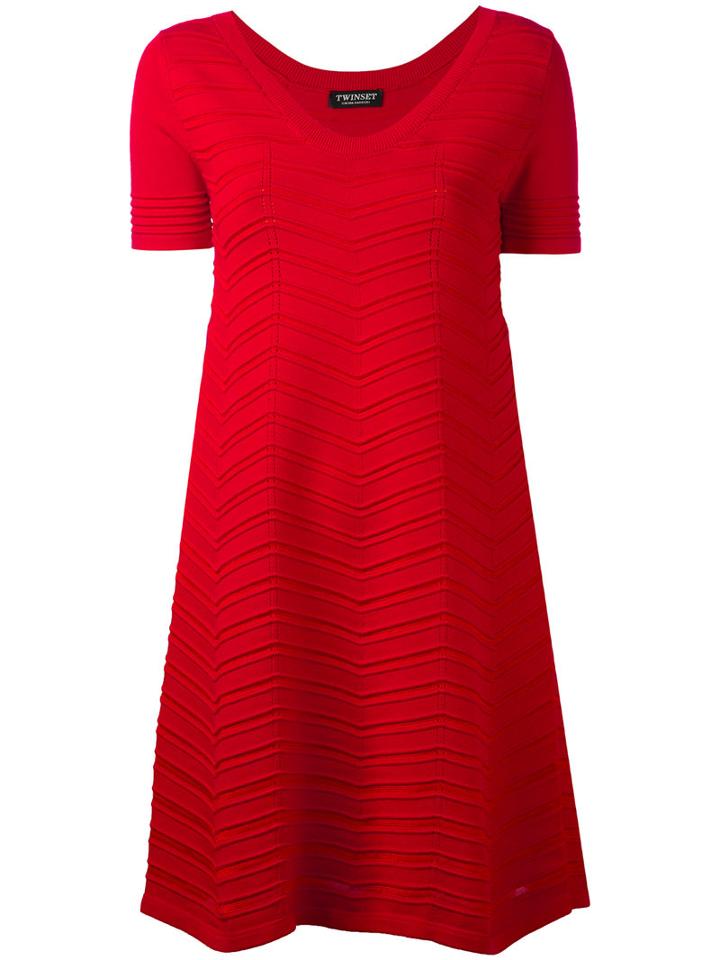 Twin-set - Flared Dress - Women - Polyamide/polyester/spandex/elastane/viscose - S, Red, Polyamide/polyester/spandex/elastane/viscose