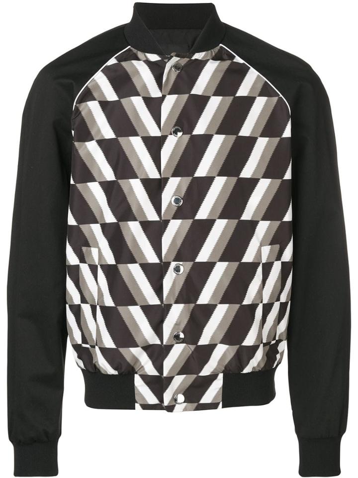 Les Hommes Geo Print Bomber Jacket - Black
