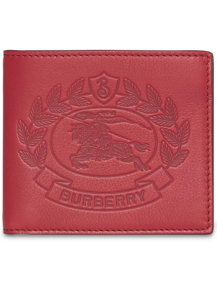 Burberry Embossed Crest Leather International Bifold Wallet - Pink &