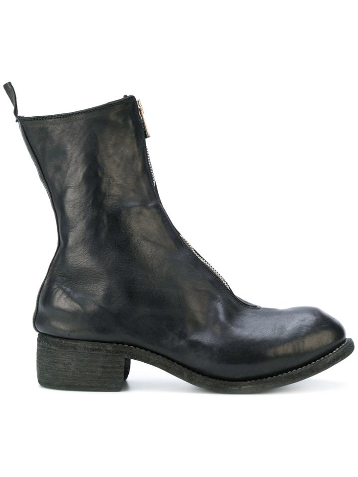Guidi Zip Front Ankle Boots - Black