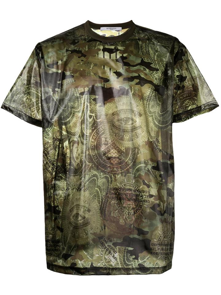 Givenchy Camouflage Print T-shirt, Men's, Size: Small, Green, Polyester/polyamide/cotton/spandex/elastane