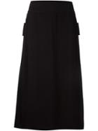 Adam Lippes Side Pleat Detail Midi Skirt, Women's, Size: 2, Black, Silk