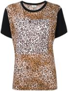 Saint Laurent Leopard Print T-shirt, Men's, Size: Large, Black, Cotton