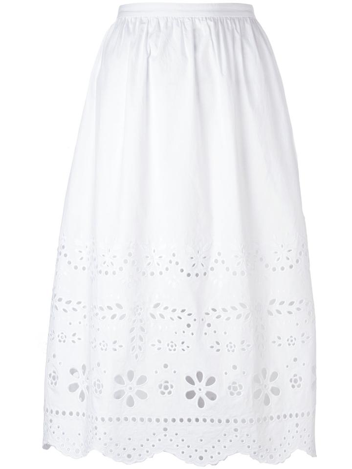 Red Valentino Broderie Anglaise Skirt, Women's, Size: 38, White, Cotton/polyester